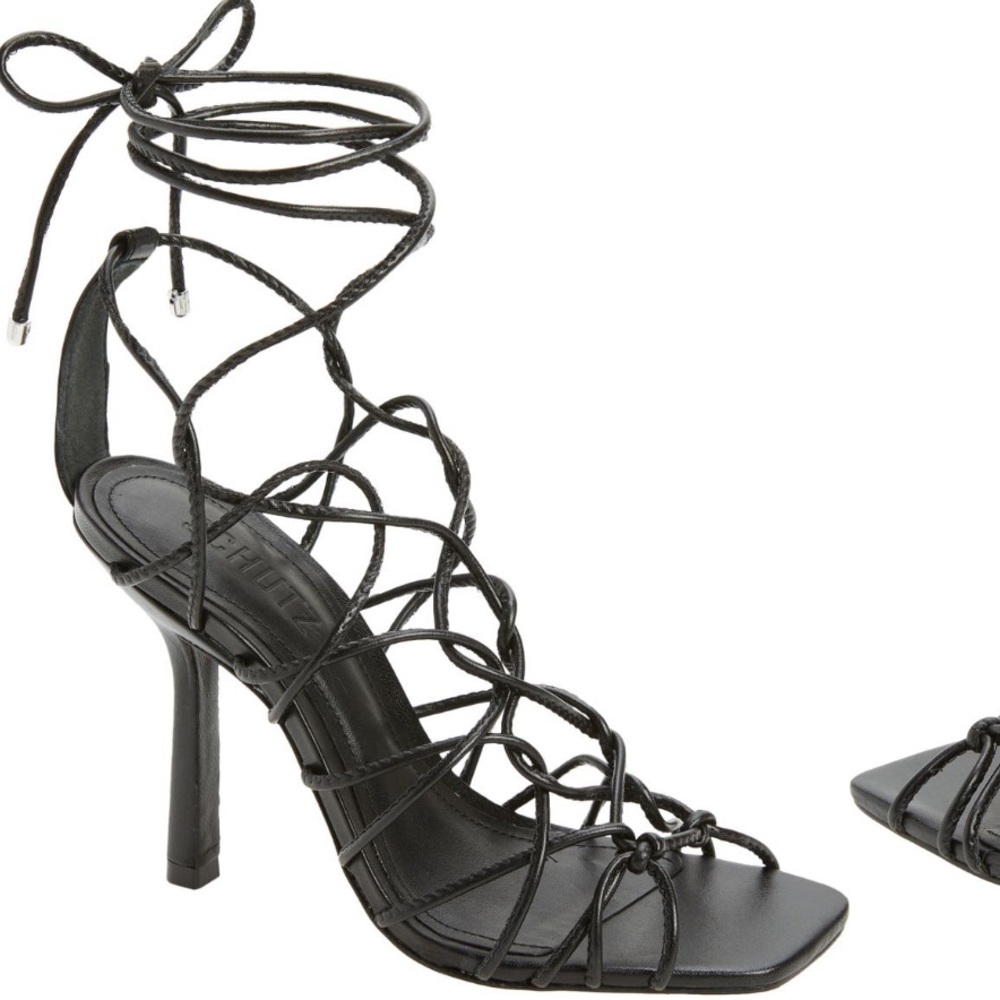 NWOB SCHUTZ Heydt Ankle Tie Sandal Heels